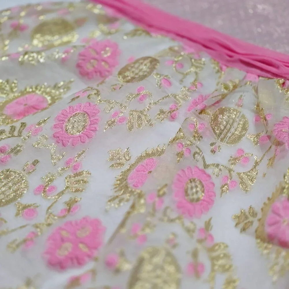 Truly Scrumptious Girls Pink Gold Floral Shimmer Bow Back Party Dress NWT 24M